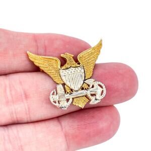 Vintage Vanguard | 10K Gold Filled | Eagle Anchor Brooch | Patriotic Pin